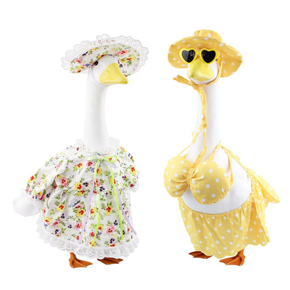 Kinhzrude Easter outfit on a 23-inch porch goose for festive curb appeal.