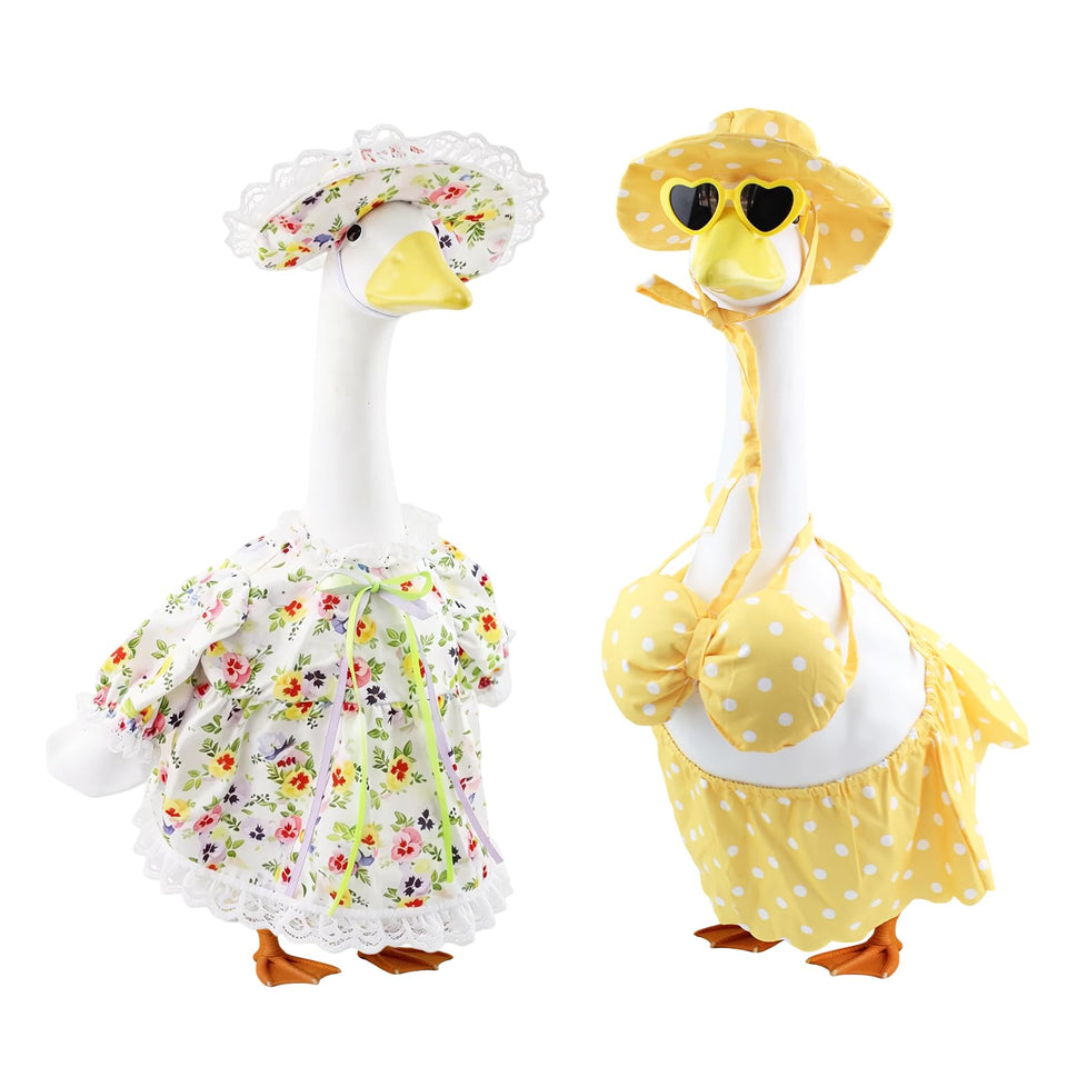 Kinhzrude Easter outfit on a 23-inch porch goose for festive curb appeal.