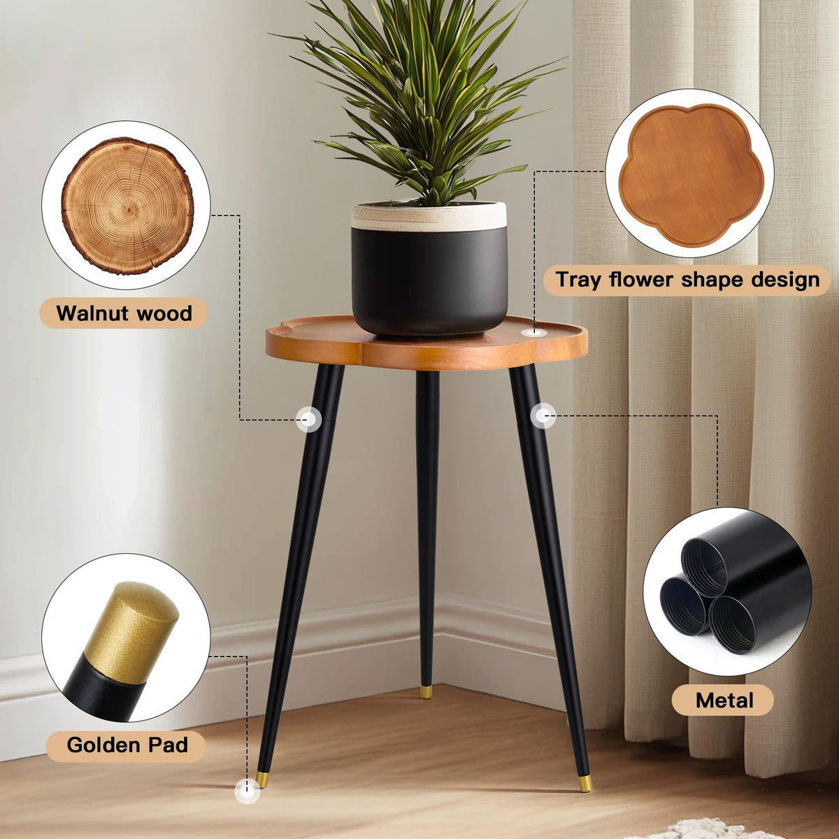 KINNARY heavy-duty metal legs provide sturdy indoor support.