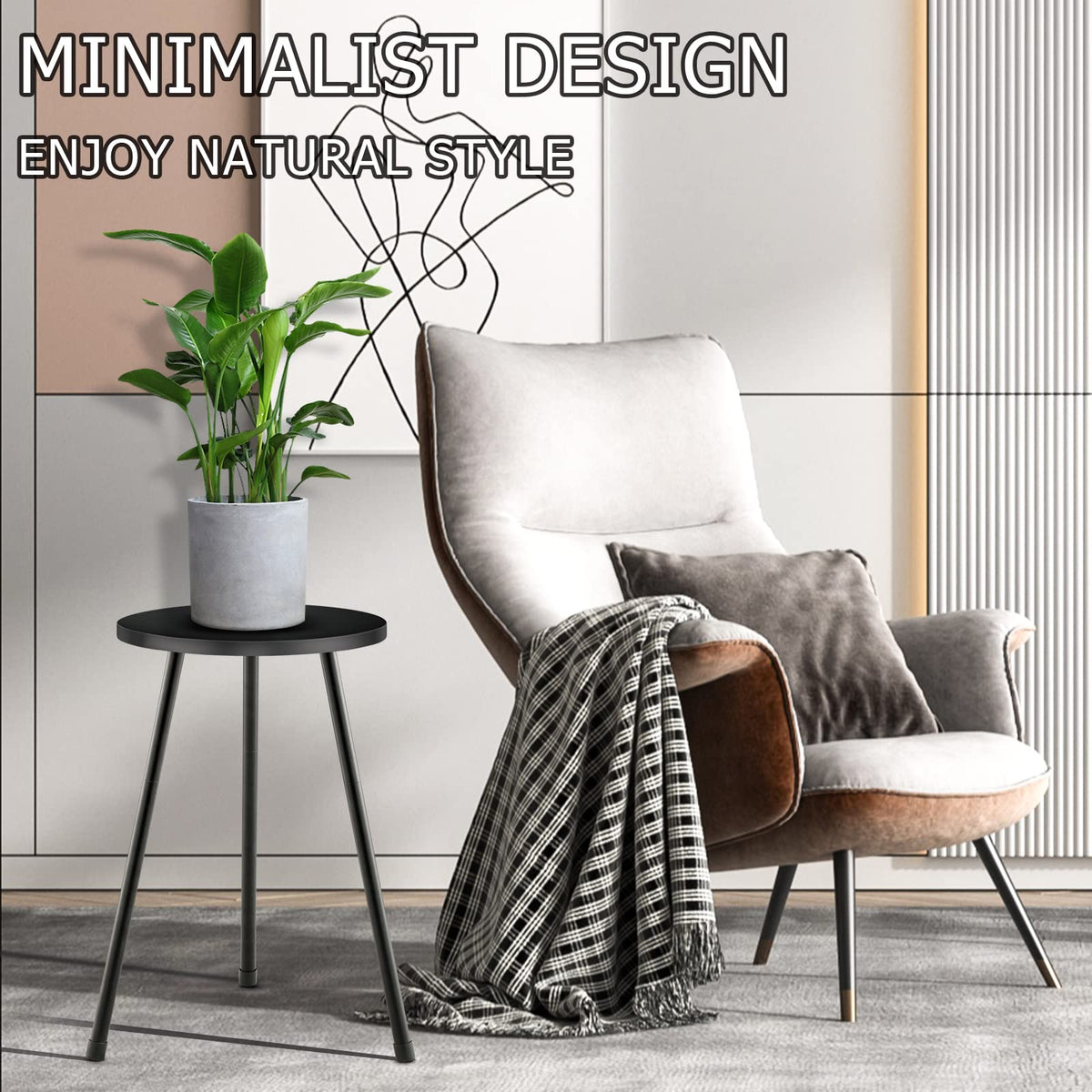 KINNARY mid-century black wood-metal stand enhances living spaces