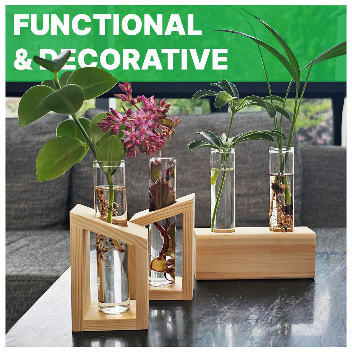 Kinroxy hydroponic propagation vase set adds a stylish focal point to desks