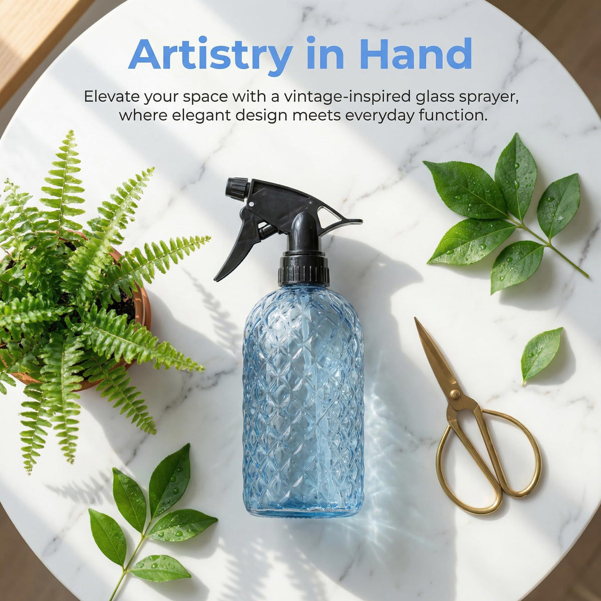 KinzhaoAuroia 12oz capacity glass bottle ready for watering