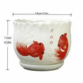 KinzhaoAuroia planter features a 3D embossed goldfish design for a charming focal point.