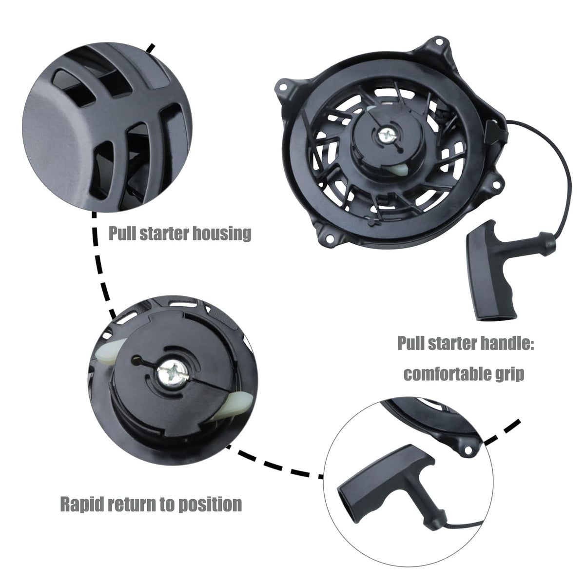 KIOSFOLI Rotary 12368 compatible recoil starter; dependable rewind action