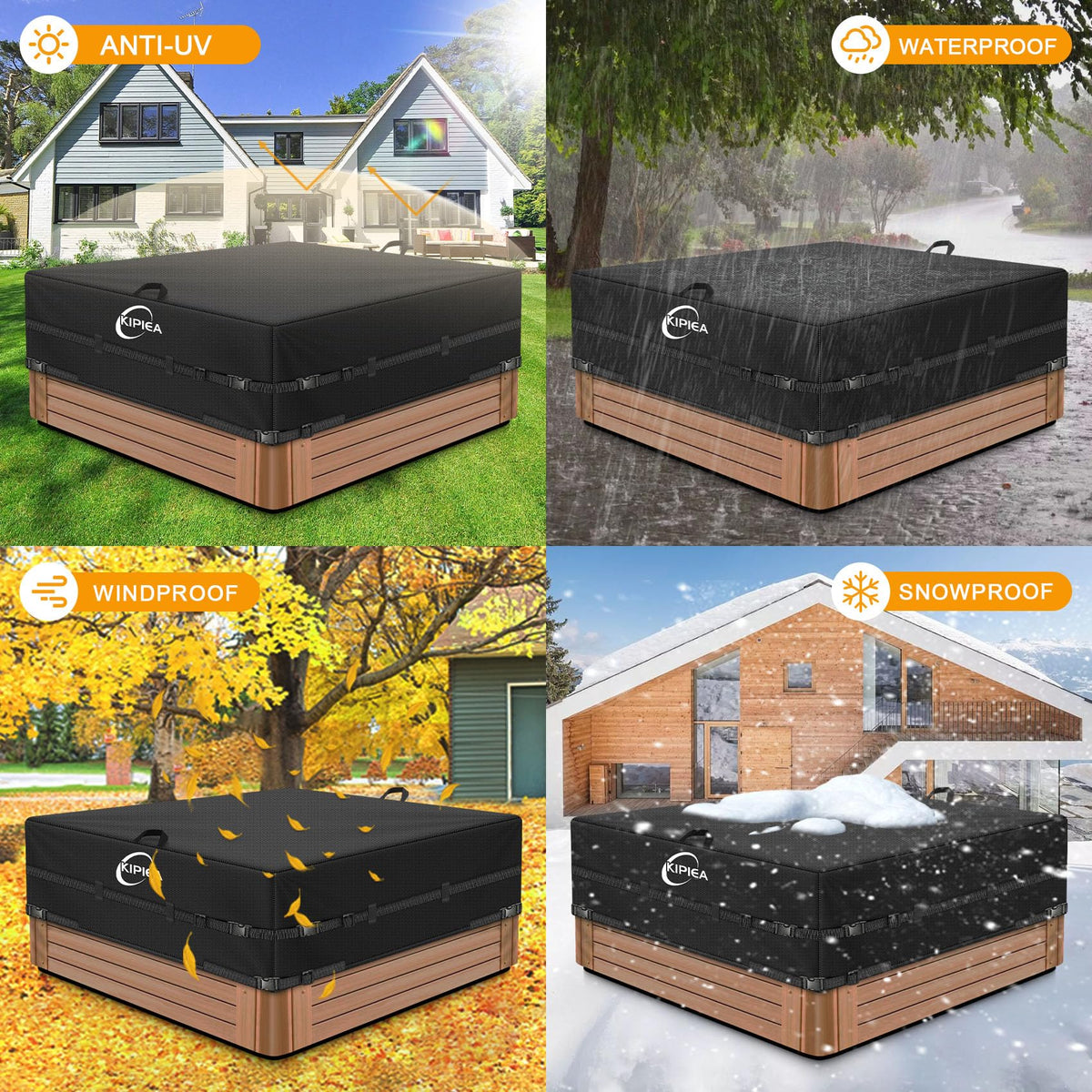 Kipiea heavy-duty spa cover for square tubs stands up to wind