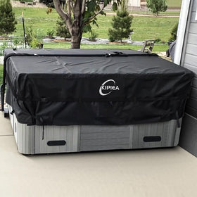Kipiea black 90x90x20 in cover fits standard square tubs and looks sleek.