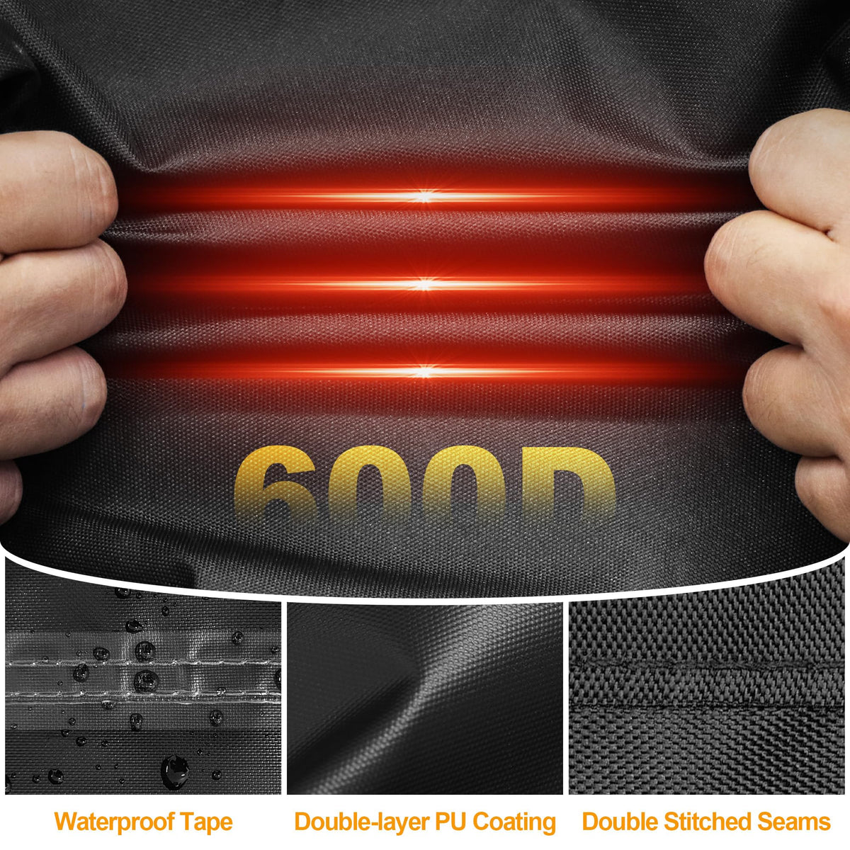 Kipiea griddle cover shows waterproof triple-layer protection keeping grill dry.