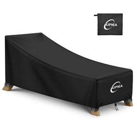 Kipiea lounge chair cover with waterproof coating protects outdoor furniture.