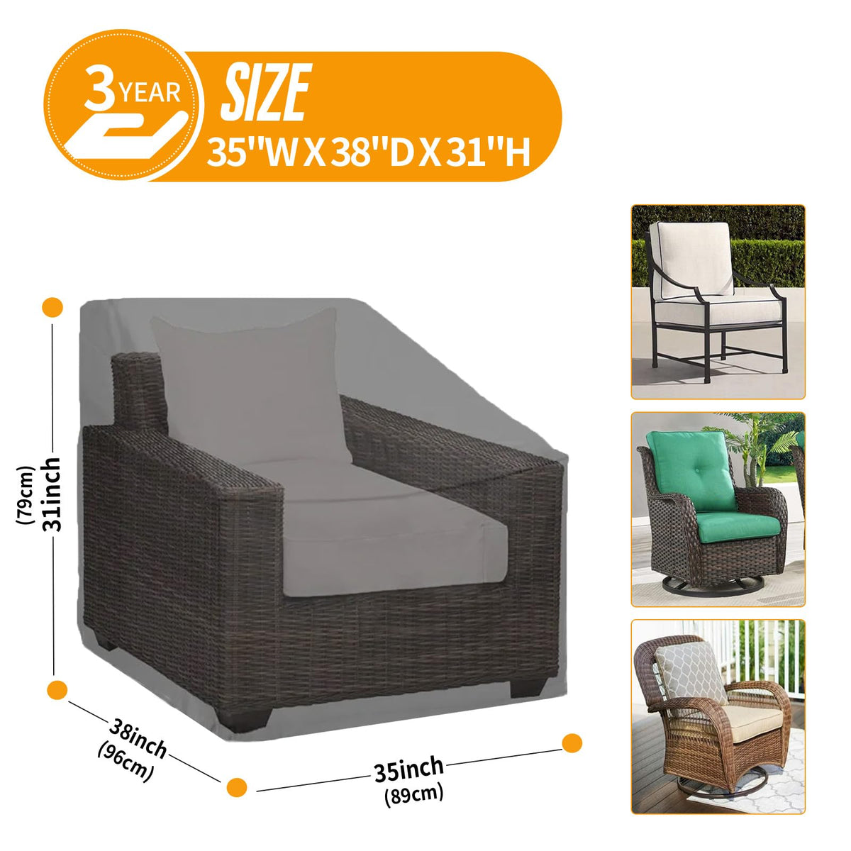 Kipiea outdoor chair cover with windproof buckles ensures secure fit in wind