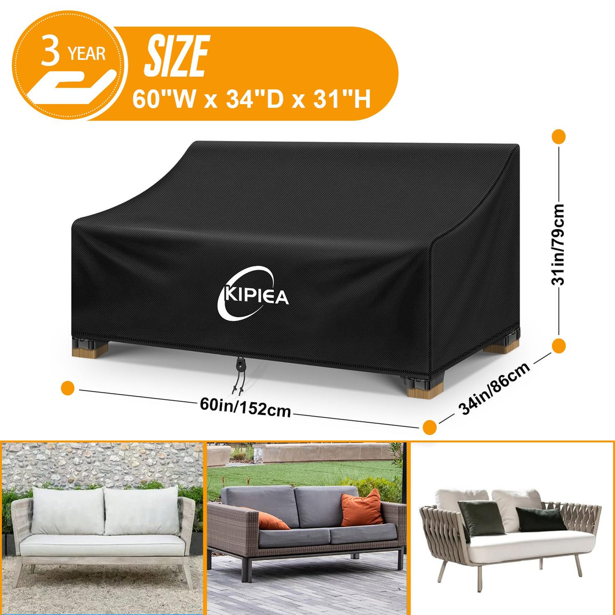 Kipiea outdoor couch cover windproof buckles secure the fit during windy days