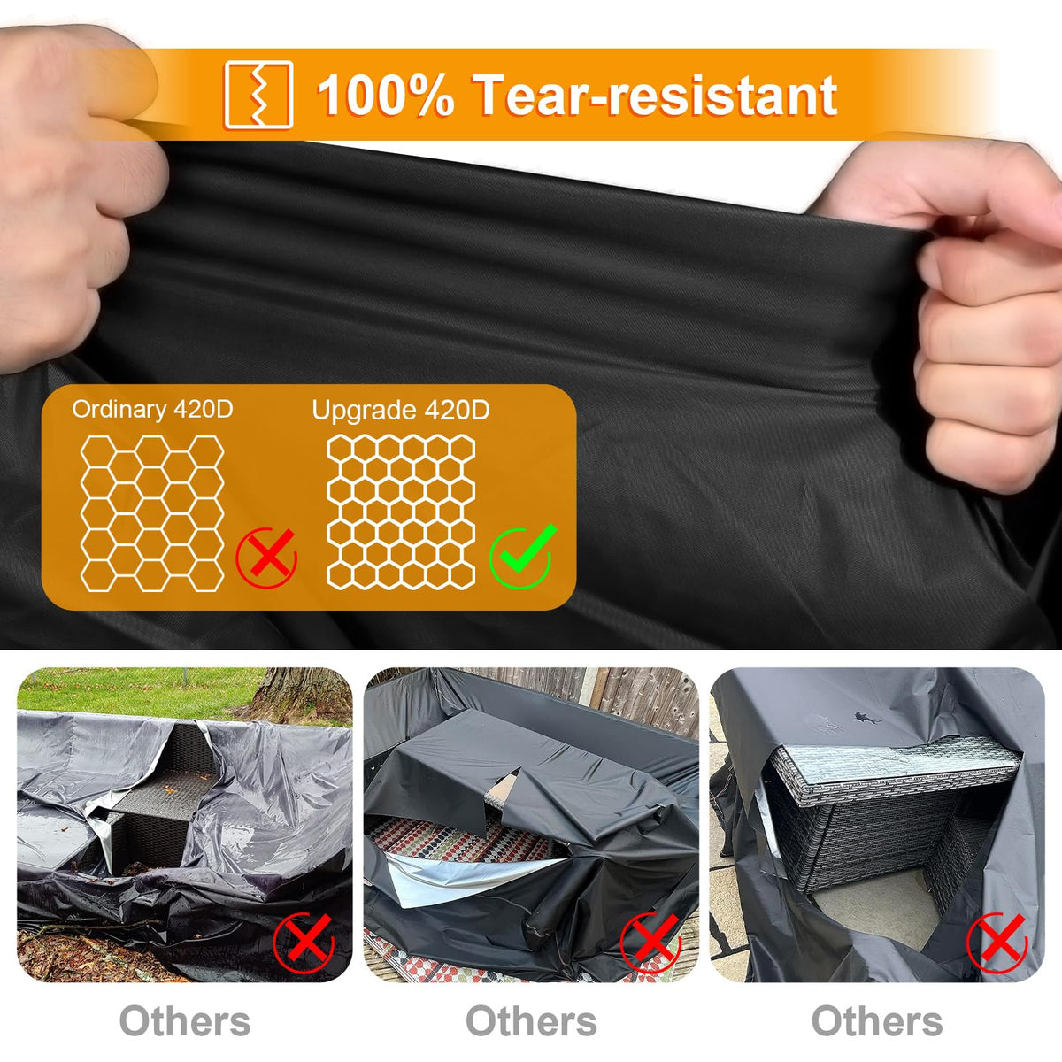 Kipiea 420D Oxford fabric provides strong tear‑resistant protection