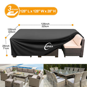 Kipiea outdoor-furniture-cover-table-chairs protects a dining set during storms.