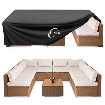 Kipiea outdoor furniture cover with waterproof 420D fabric protecting a table set from rain