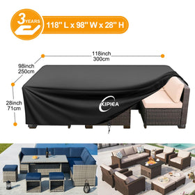 Kipiea cover with windproof buckles on side view ensures secure fit during storms.
