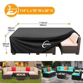 Kipiea cover with windproof buckles secures furniture during storms