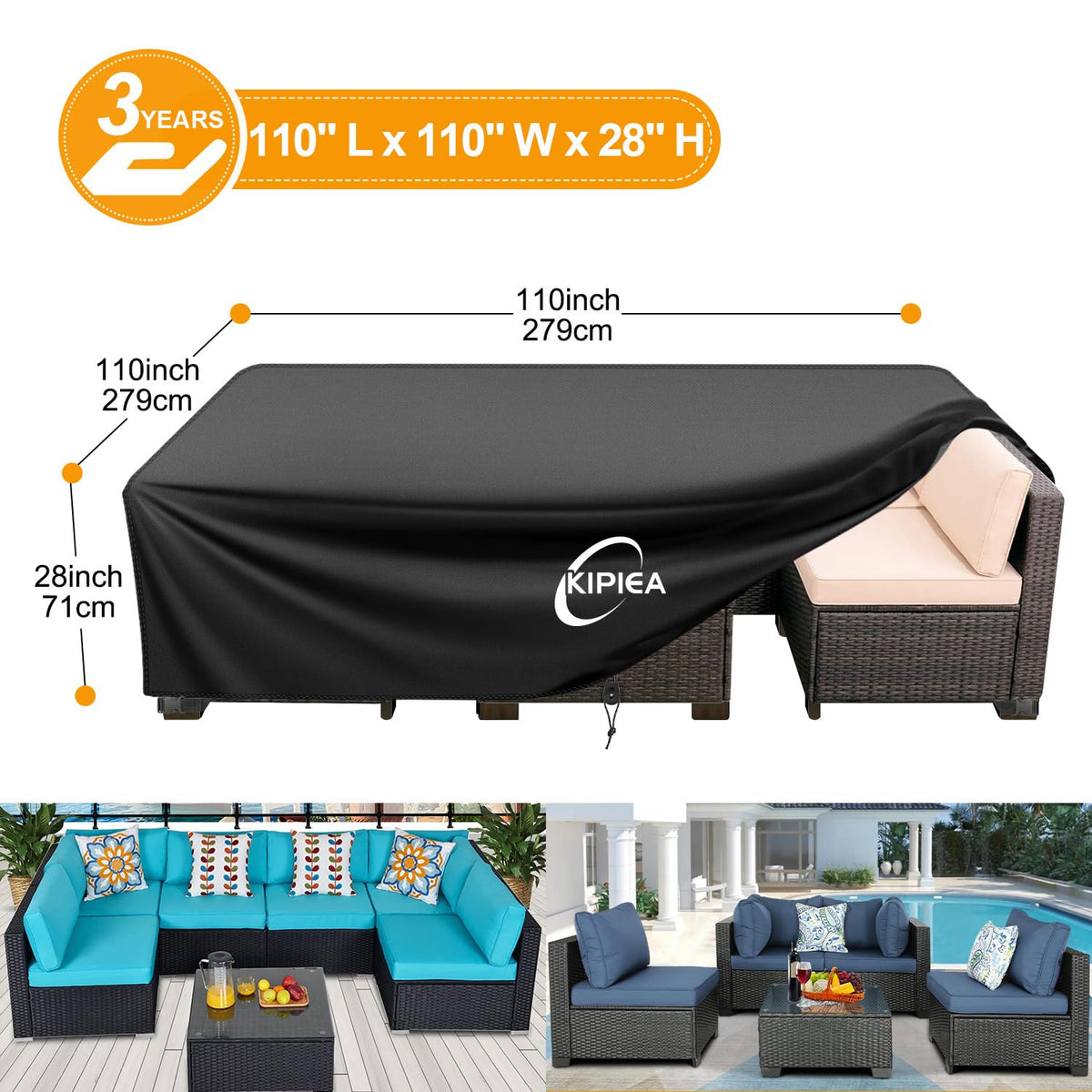 Kipiea outdoor cover with windproof buckles keeps furniture secure during storms