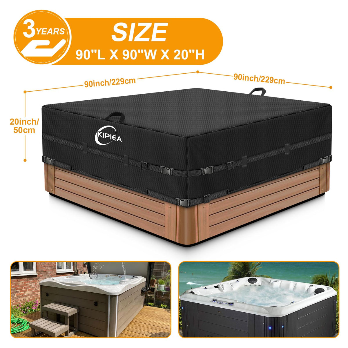 Kipiea outdoor spa cover with UV protection preserves color and finish of the tub.