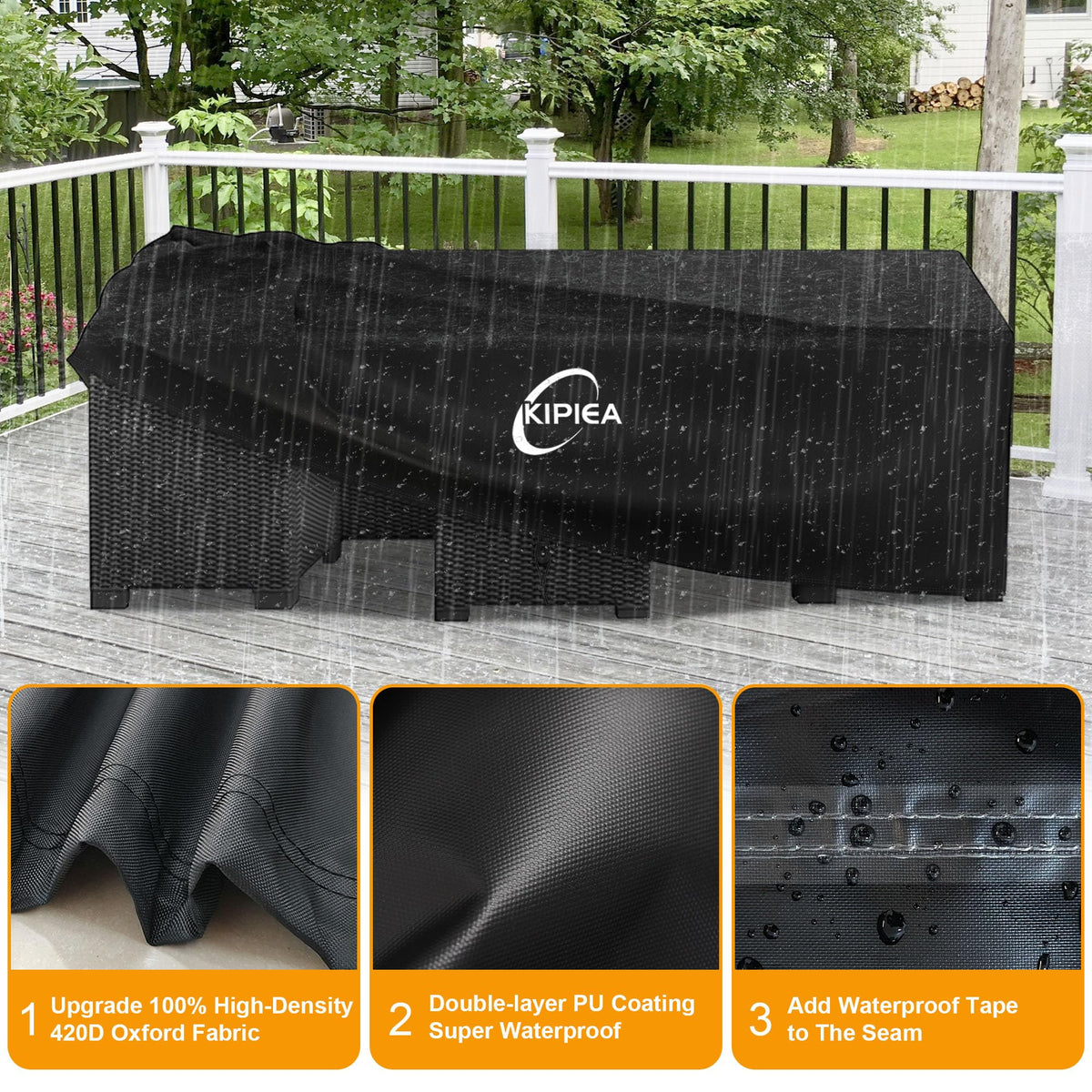 Kipiea UV-resistant fabric shields chairs from sun fading for longer life.