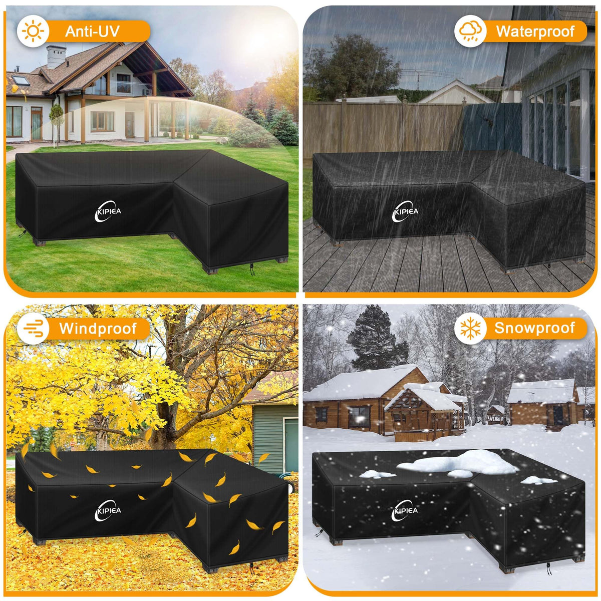 Kipiea l-shaped cover cleans easily with a rinse and air dry