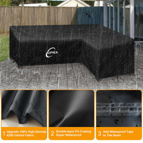 Kipiea patio l-shaped cover UV-resistant fabric prevents fading and sun damage