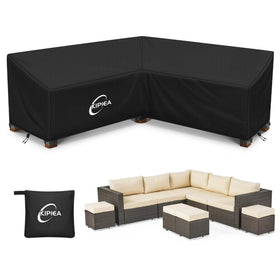 Kipiea patio sectional cover on a sofa protecting from sun and rain.