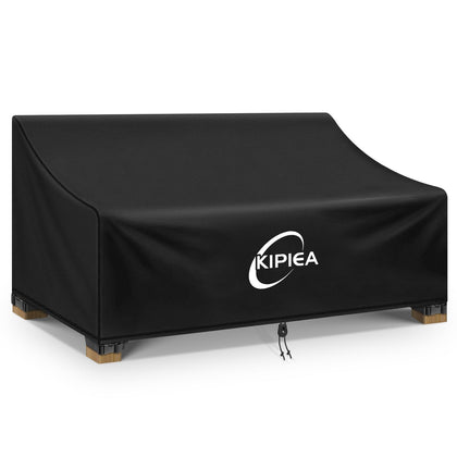 Kipiea patio sofa cover protects a 3-seat sofa from rain and sun.
