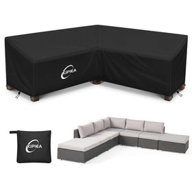 Kipiea patio V-shaped sectional cover front view protects furniture from rain
