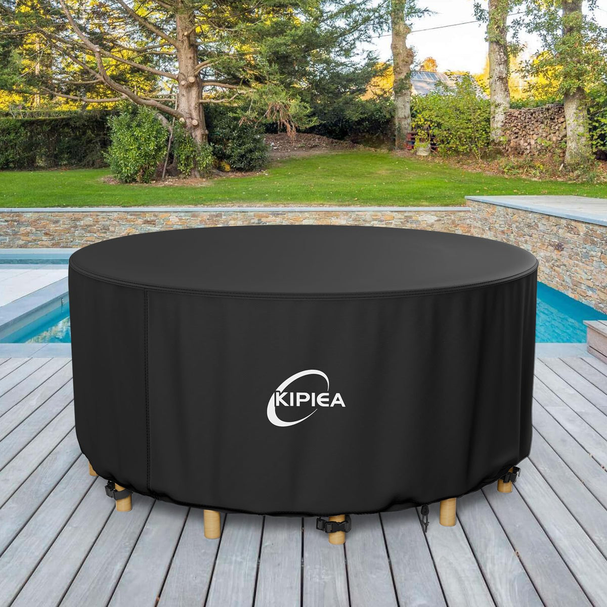 Kipiea round patio table cover 3-year replacement promise for durability