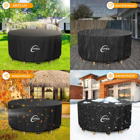 Kipiea round patio table cover easy-drawstring fit for quick setup