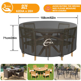 Kipiea round patio table cover tear-resistant fabric guards against rips