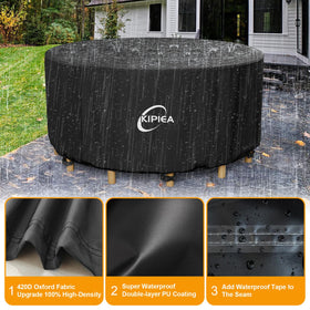 Kipiea round patio table cover UV protection prevents fading in sun