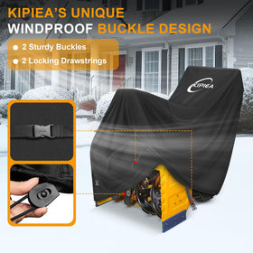 All-weather Kipiea cover keeps the blower dry in rain and snow