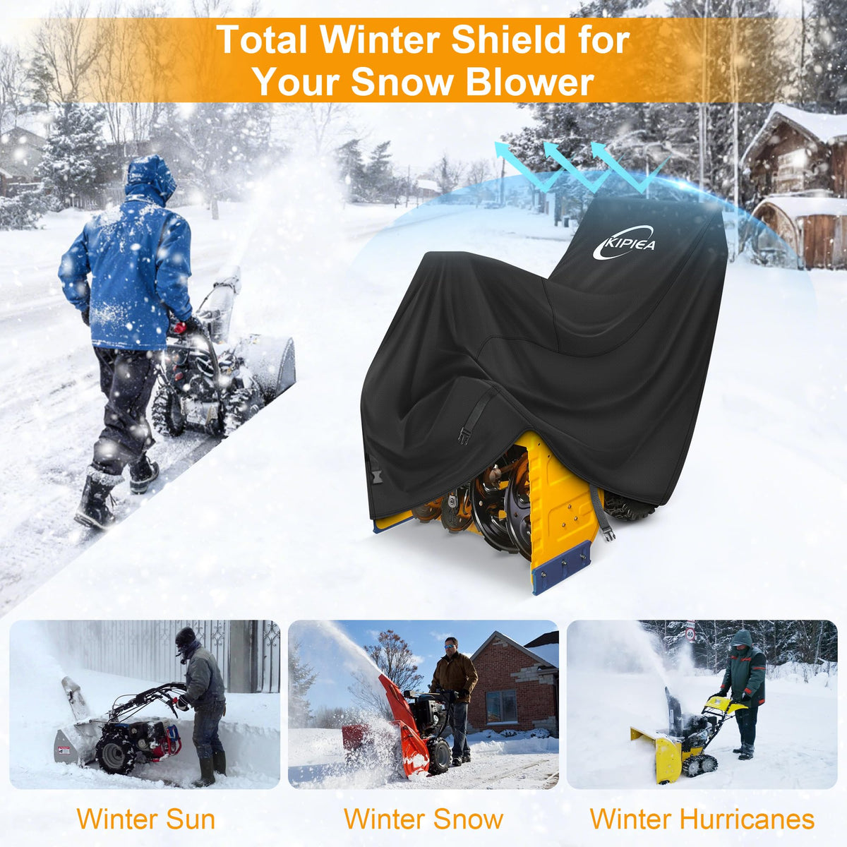 Rugged Kipiea snow blower cover built to withstand outdoor exposure