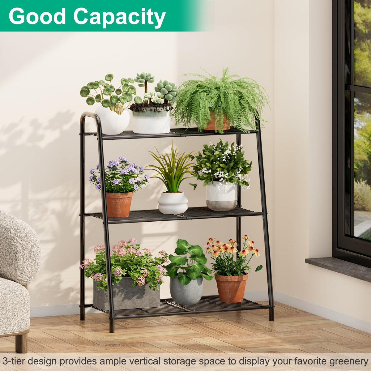 Kiplant Plant Stand corner setup demonstrates efficient corner space utilization