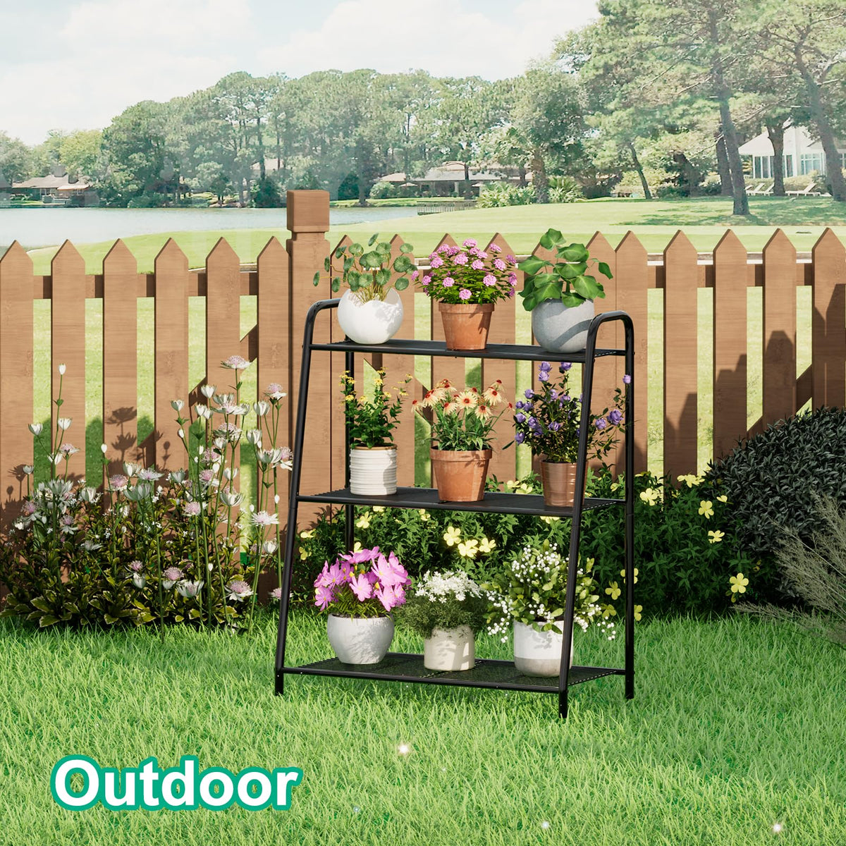 Kiplant Plant Stand frosted surface design looks durable indoors and outdoors