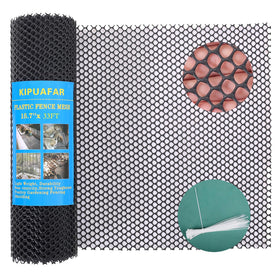 Kipuafar black plastic wire mesh fence shows a durable 33ft outdoor barrier.