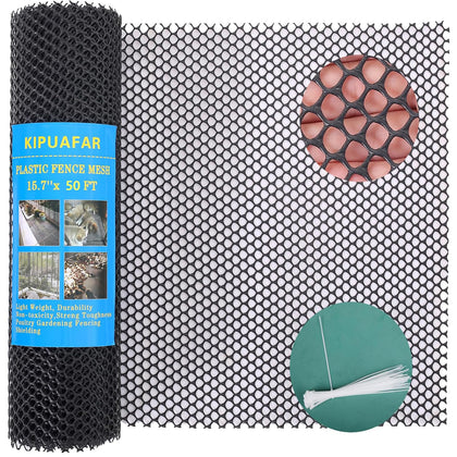 Kipuafar Pet Proof Barrier Net in black, durable plastic mesh for outdoor fencing