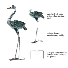 Kircust blue heron decorative bird garden art collection