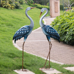 Kircust blue heron statue assembly-required-free setup with ground stakes.