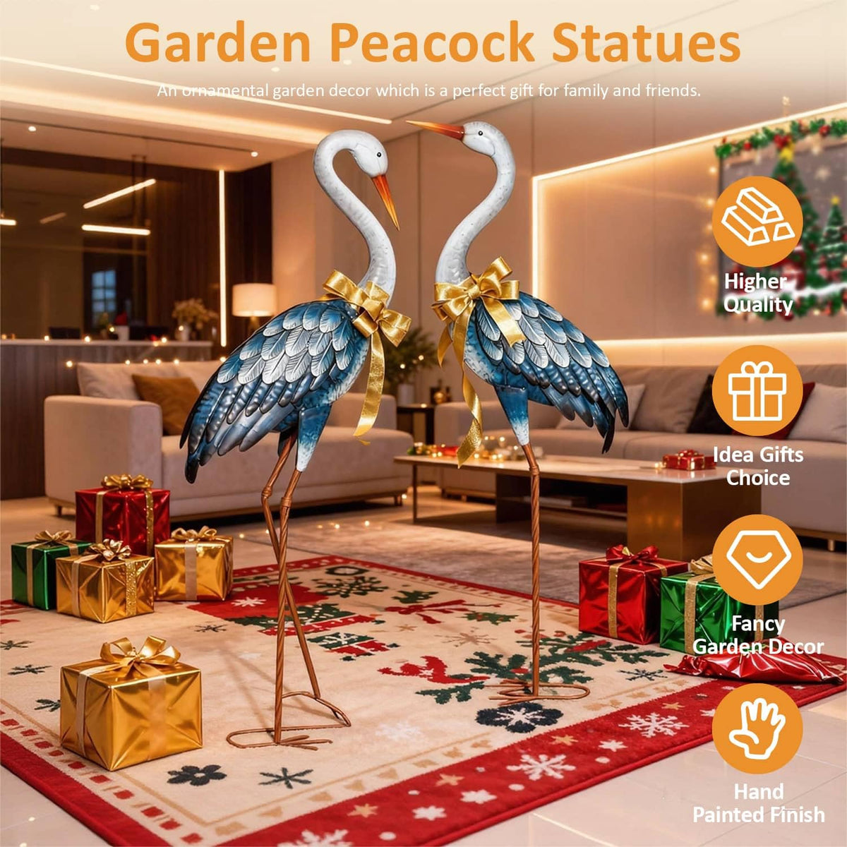 Kircust blue heron statue detailed-features highlights handcrafted metal artistry.