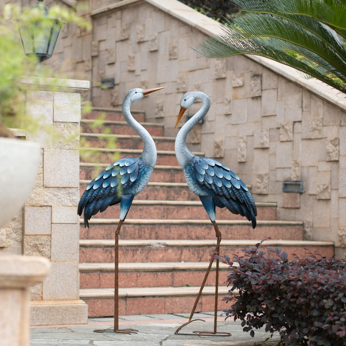 Kircust blue heron statue handcrafted-quality supports long-lasting outdoor display.