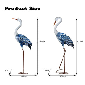 Kircust blue heron statue outdoor-pair front-facing adds elegance to lawn.