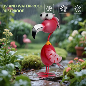Kircust Flamingo Decor yard display on patio adds a colorful focal point.