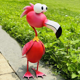 Kircust Flamingo Garden Ornament closeup paint durable for all-weather display.