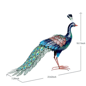 Kircust handcrafted peacock art adds a focal point to patios.