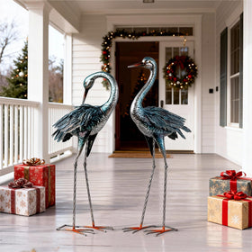 Kircust outdoor blue heron sculpture in a 2-pack display