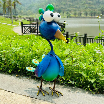 Kircust Peacock decor front view adds eye-catching charm to outdoor space.