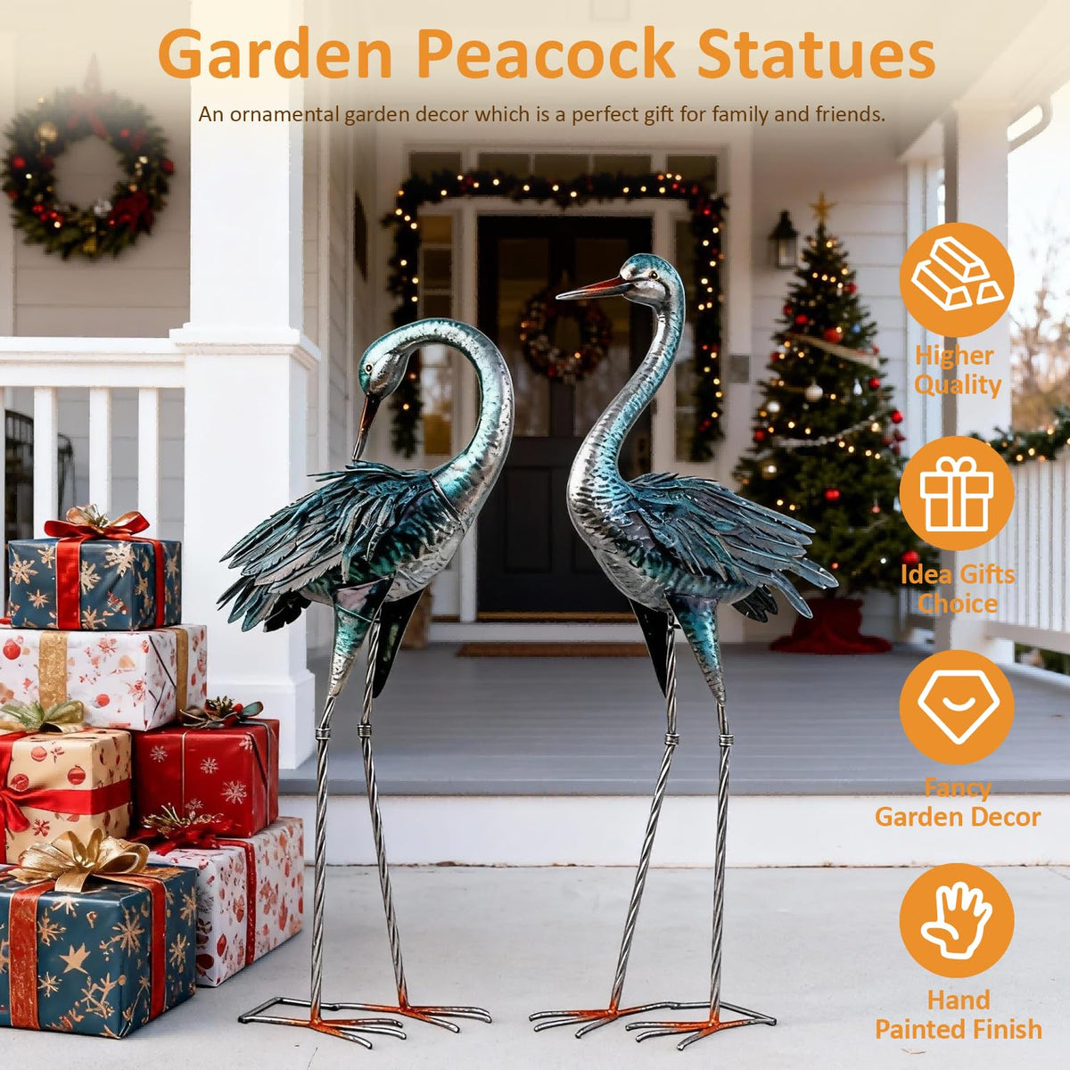 Kircust yard art crane statue for patio or garden decor
