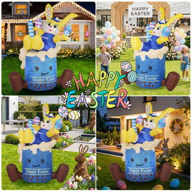 KISSUNY inflatable bunny with built-in LEDs for night visibility