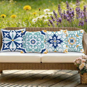 KISVODS outdoor pillow cover, double-sided floral boho design for versatile styling.